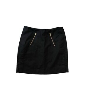 Banana Republic Mini Skirt Size 2 Black Gold Zipper‎ Detail